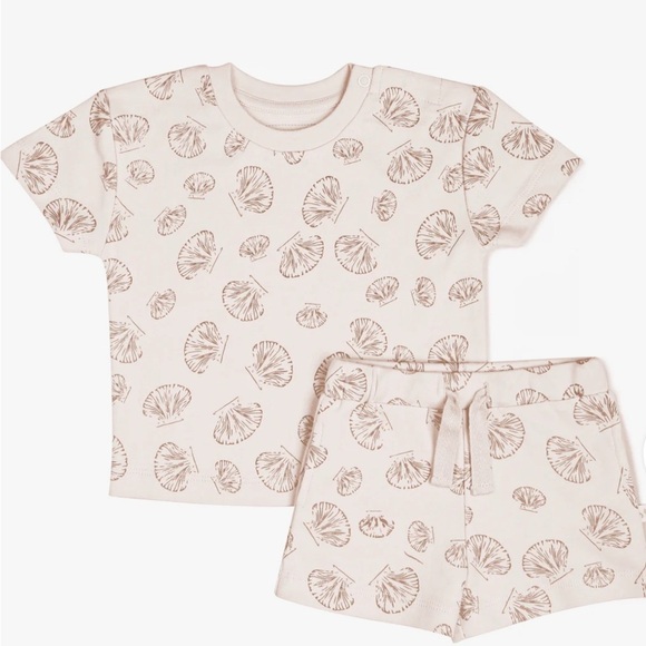 NWT,MakeMake Organics,Baby Toddler Tee+ Shorts Set, Seashells, 12-18Months - Picture 2 of 5